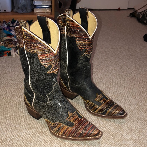 Justin Boots Shoes - Justin Black Crackle Vera Boots